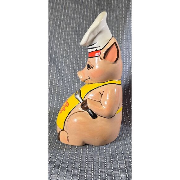 Vintage Duncan Enterprises 1978 Ceramic Chef Pig Sitting Statue Figurine - Picture 5 of 9